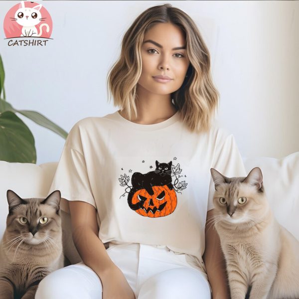 Black Cat Shirt Vintage Halloween Shirt