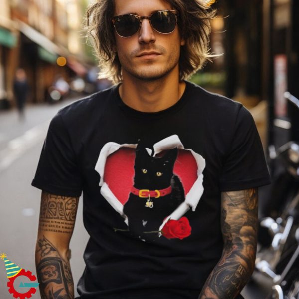 Black Cat Torn Heart Rose Valentine’s Day Couple Men Women Shirt