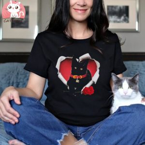 Black Cat Torn Heart Rose Valentine’s Day Couple Men Women Shirt