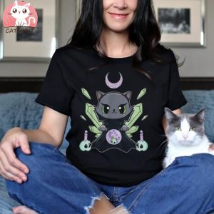 Black Cat Vampire Dracula And Horror Moon For Halloween Shirt