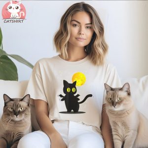 Black Cat Vampire Halloween Cat Pumpkin Bat Shirt