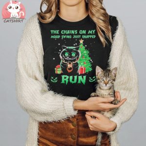 Black Cat the chains on my mood swing just snapped Run Christmas Swerater shirt