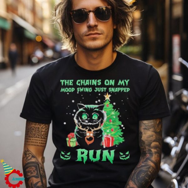 Black Cat the chains on my mood swing just snapped Run Christmas Swerater shirt