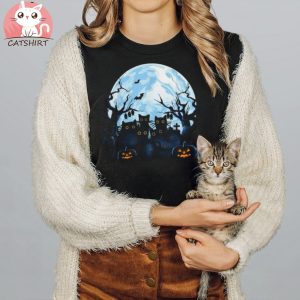 Black Cats Full Moon Halloween Kitten Pumpkin Horror Shirt