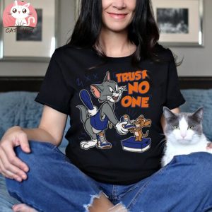 Blue Trust No One Cat And Mouse Shirt