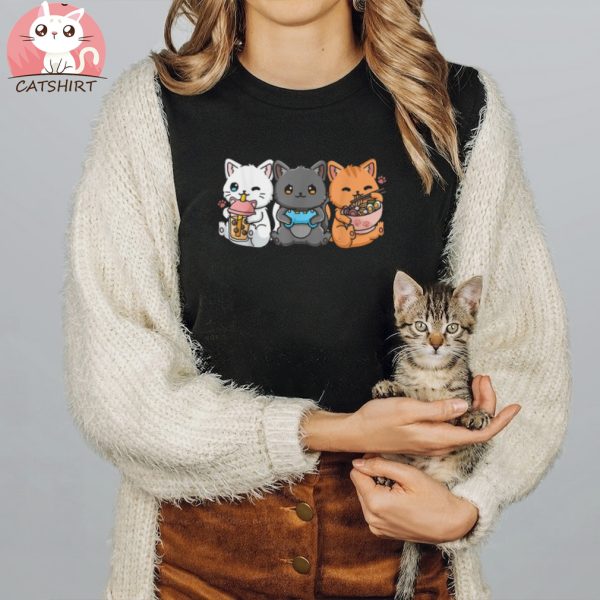 Boba Tea Bubble Tea Gaming Gamer Ramen Cat Shirt