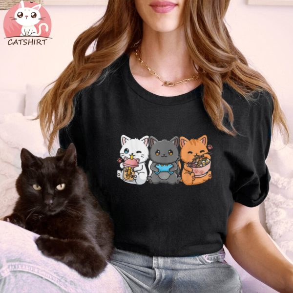 Boba Tea Bubble Tea Gaming Gamer Ramen Cat Shirt