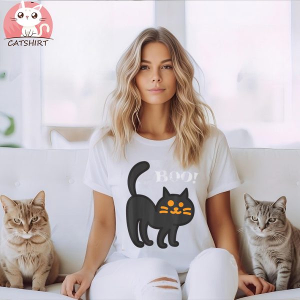 Boo Spooky Halloween Black Cat Funny Halloween Shirt