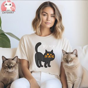 Boo Spooky Halloween Black Cat Funny Halloween Shirt