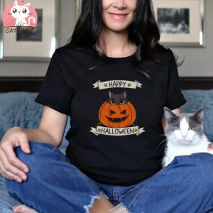 CUTE CAT IN PUMPKIN – HALLOWEEN T SHIRT