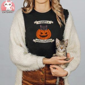 CUTE CAT IN PUMPKIN – HALLOWEEN T SHIRT