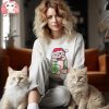 CUTE CHRISTMAS CAT LONG SLEEVE T SHIRT