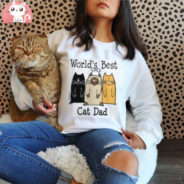 CafePress World's Best Cat Dad White T Shirt Men's Classic T Shirts