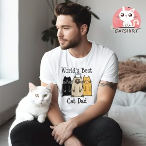 CafePress World's Best Cat Dad White T Shirt Men's Classic T Shirts