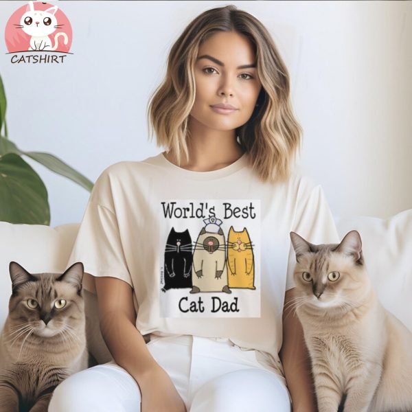 CafePress World's Best Cat Dad White T Shirt Men's Classic T Shirts