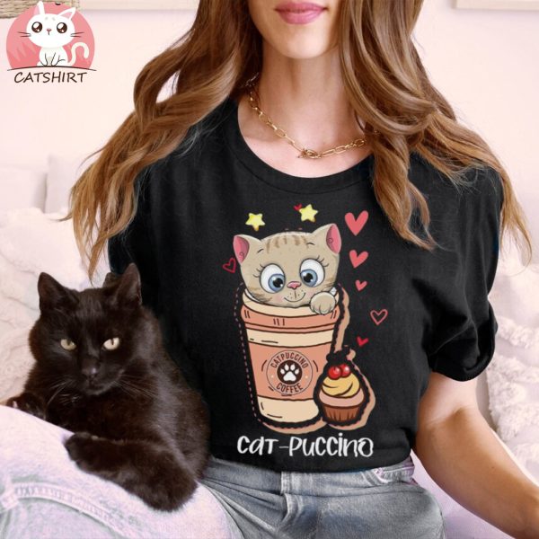 Cappuccino Coffee Lover Cat Shirt