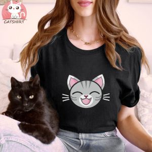 Cartoon Grey Tabby Cat Kid's Children's Unisex T Shirt