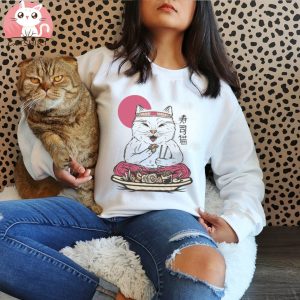 Cat Animal Eating Sushi T Shirt