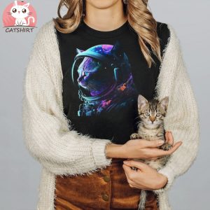 Cat Astronaut In Space Suit And Helmet In The Cosmos Funny T Shirt