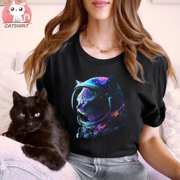 Cat Astronaut In Space Suit And Helmet In The Cosmos Funny T Shirt