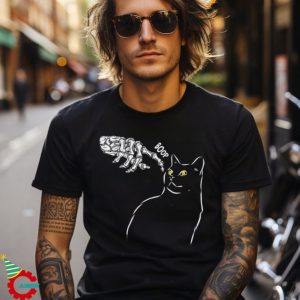 Cat Black Lover Skeleton Hand Boop Funny Halloween Shirt