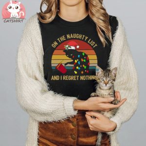 Cat Christmas on the naughty list and I regret nothing vintage t shirt