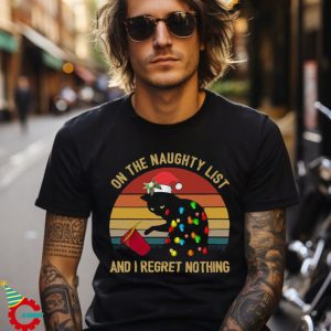 Cat Christmas on the naughty list and I regret nothing vintage t shirt