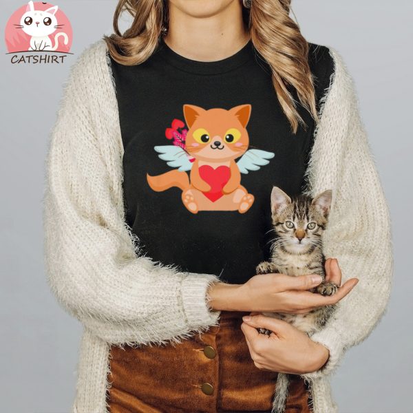 Cat Cupid Valentines Day Kitten Owner Lover Lady Mom Kitty Shirt