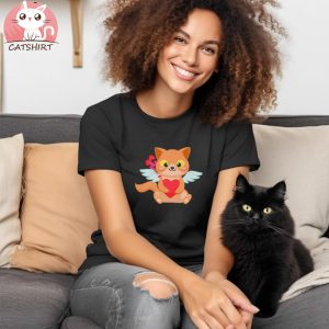 Cat Cupid Valentines Day Kitten Owner Lover Lady Mom Kitty Shirt