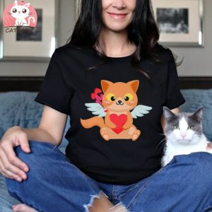 Cat Cupid Valentines Day Kitten Owner Lover Lady Mom Kitty Shirt