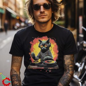 Cat DJ Music Lover Short Sleeve Unisex T Shirt