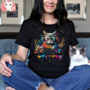 Cat DJ Music Lover Short Sleeve Unisex T Shirts