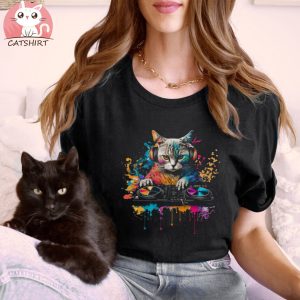 Cat DJ Music Lover Short Sleeve Unisex T Shirts