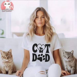 Cat Dad Heart Personalized Cat Dad Shirt