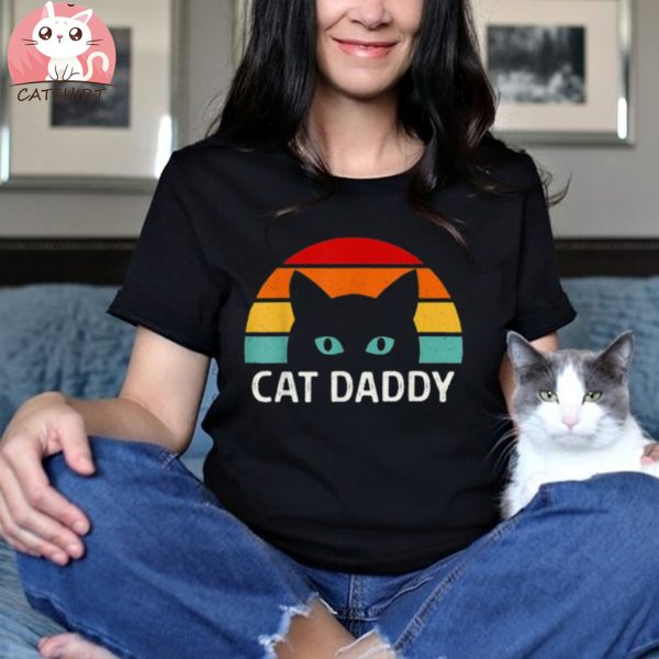 Cat Daddy Vintage Cat 80s Retro Style For Men, Cat Dad Shirt