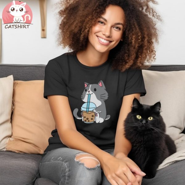 Cat Drinking Bubble Tea Shirt