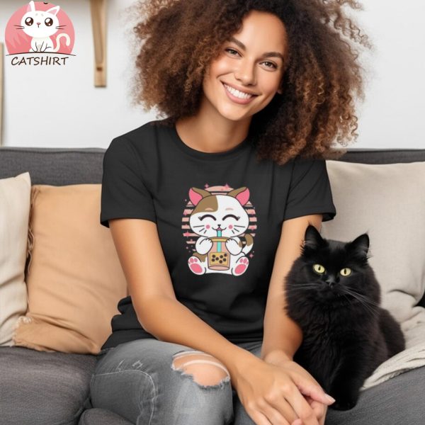 Cat Drinking Bubble Tea Shirts