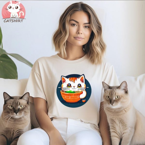 Cat Eating Nooldes Tee Shirts