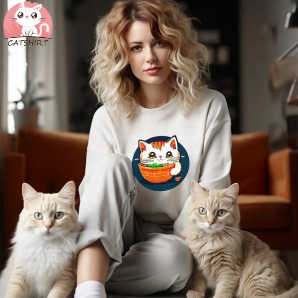 Cat Eating Nooldes Tee Shirts