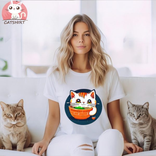 Cat Eating Nooldes Tee Shirts