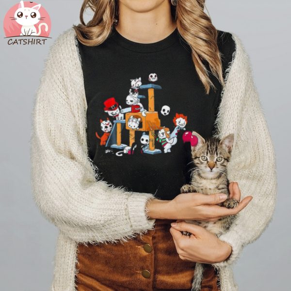 Cat Horror Movies Halloween Funny Cat Kitty Lovers Shirt