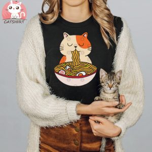 Cat Kawaii Eating Ramen Japanese Aesthetic T Shirt