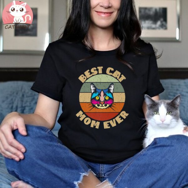 Cat Lover Tee Vintage Design Best Cat Mom Ever Shirt