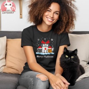 Cat Merry Fluffmas Christmas T shirt