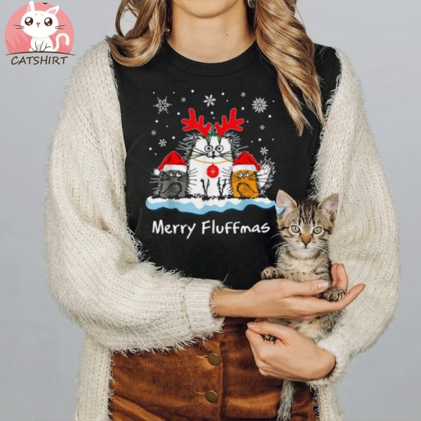 Cat Merry Fluffmas Christmas T shirt