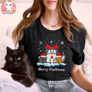 Cat Merry Fluffmas Christmas T shirt