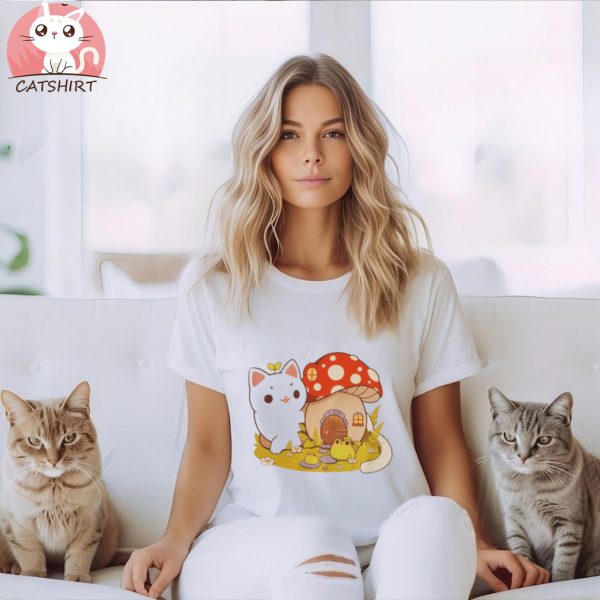 Cat Mushroom House T Shirt