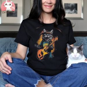 Cat Musician Graphic Tee Shirt