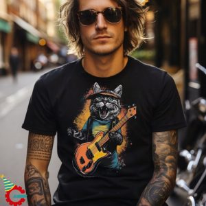 Cat Musician Graphic Tee Shirt