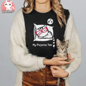 Cat Pajama Shirt Cute Sleeping Kitty With Glasses Shirt